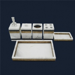attractive bathroom  set  white marble  splicing