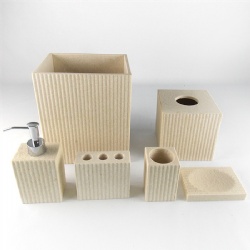Full set white Sandstone marble bathroom accessory set
