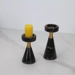 Durable and hard wearing black marble  candle holder