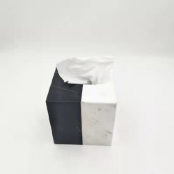 Luxury  two tone color splicing Marble tissue box