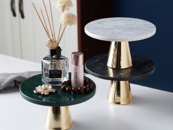Luxury style  Marble Display Trays with Metal  handle