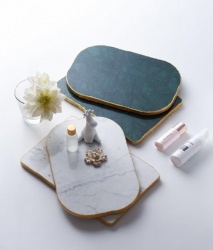 Irregular shape Marble Trays with unique  painting edge