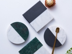 Luxury Marble Coffee plate with  two tone color splicing