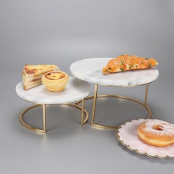 Food Marble Serving Tray with  metal handle